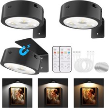 3Pcs Picture Lights for Wall Battery Operated, Magnetic Led Painting Light with