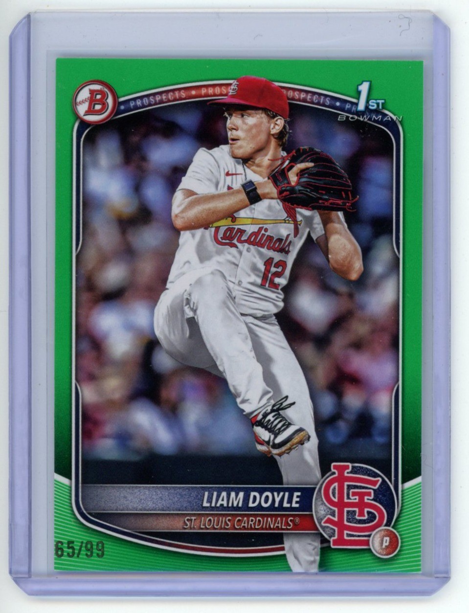 Liam Doyle 2025 Bowman Draft 1st Prospect Green 65/99 St. Louis Cardinals #BD-12