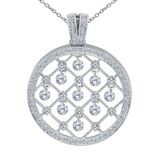 14K White Gold Dashing Diamonds Pendant