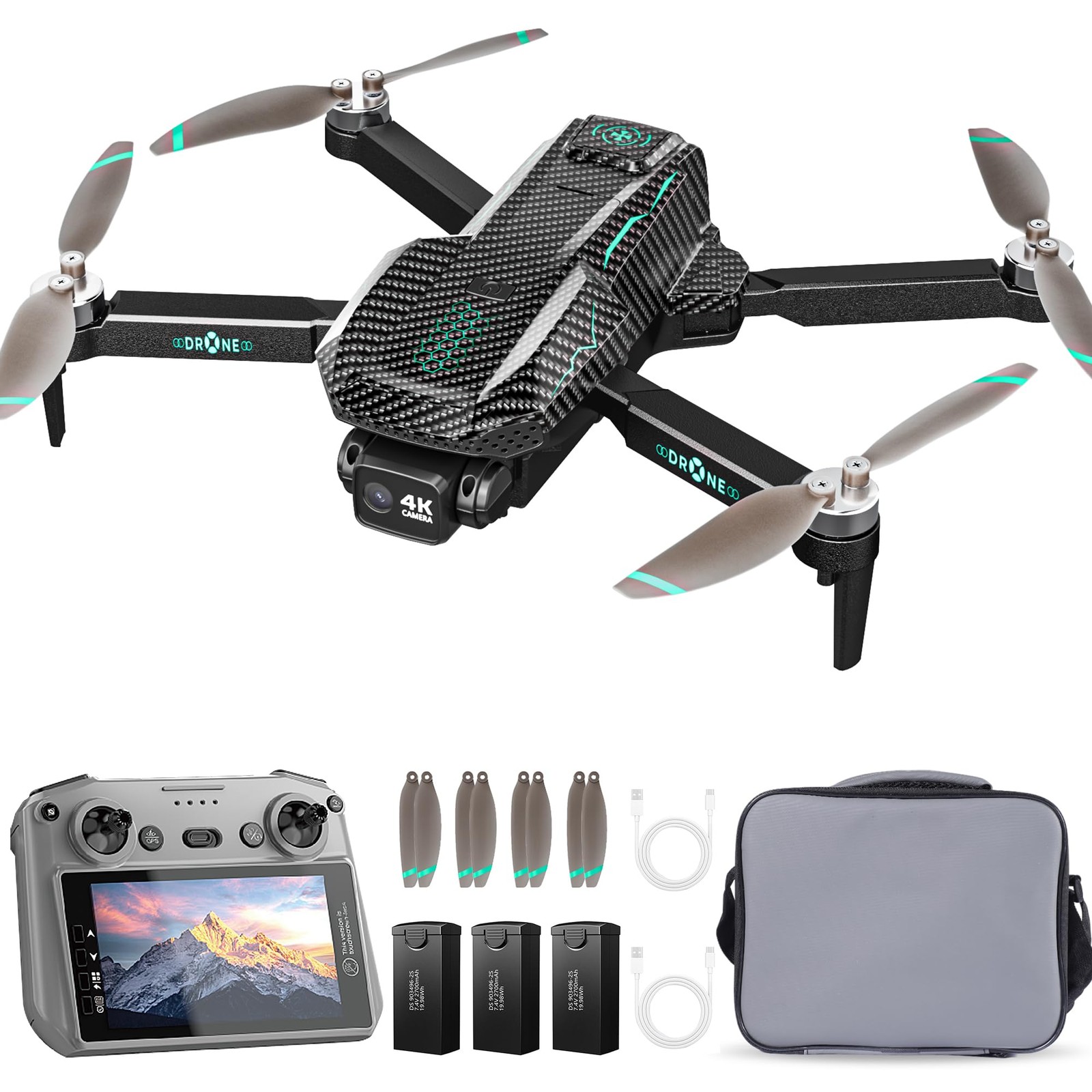 90min Long Flight GPSDrone 4KCamera 5inch LCD Screen Tablet Brushless Quadcopter
