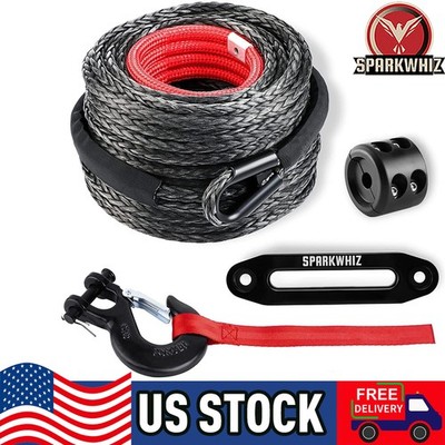 SPARKWHIZ Synthetic Winch Rope Cable Kit 26500LBS 3/8''x100FT Winch Line Cable
