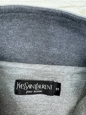 Vintage Yves Saint Lauren Sweatshirt 1/4 Zip YSL 90s Men Sz M Gray