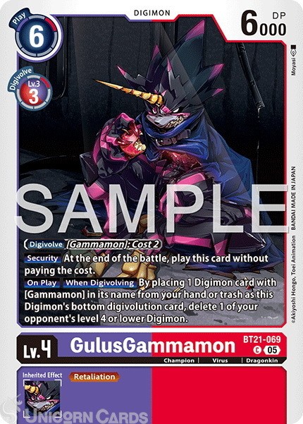 BT21-069 GulusGammamon : Common Foil : AD01: Advanced Booster Digimon Generation