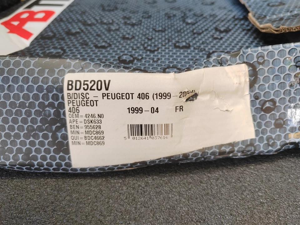 2x Discos de freno nuevos para Peugeot 406 eje delantero Abtex BD520V Foto 3 de 4