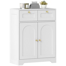 HOMCOM Bathroom Floor Cabinet, Bathroom Storage Unit with 2 Doors, White