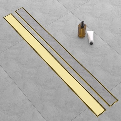 EBYTE Linear Shower Drain, 48 Inch Brushed Gold 304 Stainless Steel Shower Drain