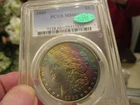 UNREAL PCGS & CAC  STICKERED SUPER RAINBOW MORGAN 1885-P  MS-66+  AMAZINGLY NICE