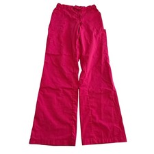 Dagacci Hot Pink Medical Scrub Pants Elastic Drawstring Waist Cargo Pockets