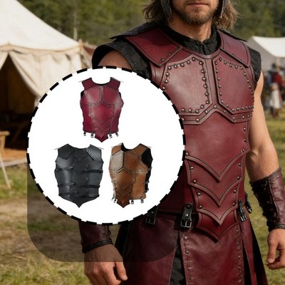 Brustpanzer Ritter Cosplay PU Leder Verstellbare Nietenverzierung Gothic