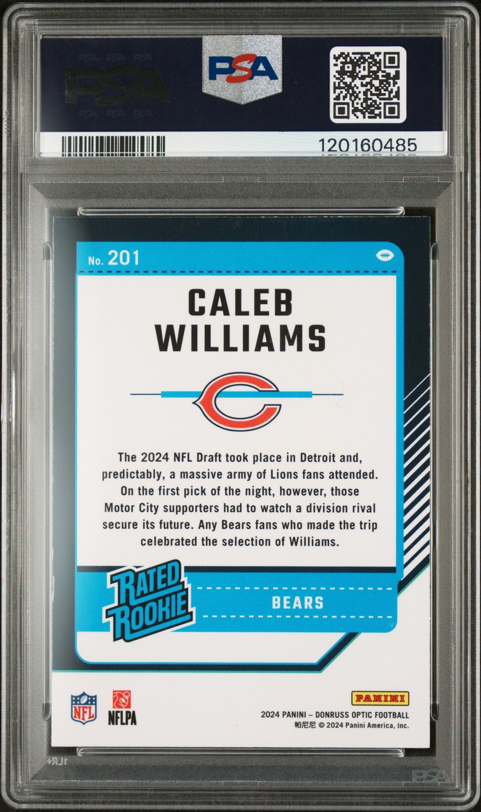 2024 PANINI DONRUSS OPTIC #201 CALEB WILLIAMS ROOKIE RC PSA 9 view 2