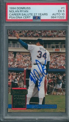 1994 Donruss #1 Nolan Ryan PSA/DNA Certified Authentic Signed Card 5 Auto 10 *22