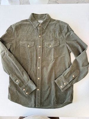 Flint And Stone Western Corduroy Men s Snap Shirt.  Olive Green. Small
