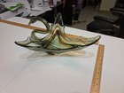 Vintage  mid-century Sooner /Ozark  blown glass swan bowl, green/blue/brn swirls — photo 4