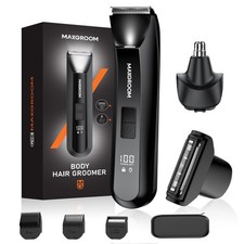 MAXGROOM Manscape 3-In1 Body & Pubic Hair Trimmer for Men, IPX7 Black 