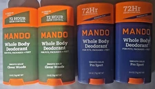 Mando Whole Body Deodorant Smooth Solid CLOVER WOODS+ PRO SPORT Scent 2.6 oz