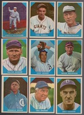 1960 Fleer Baseball Greats Lot of 9 BLUE cards w/HOFers VG/EX to EX+ MATHEWSON