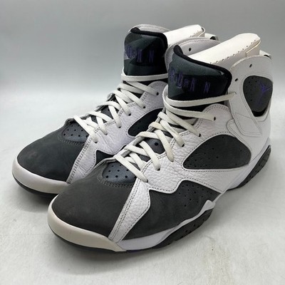 Air Jordan 7 Retro Flint 2021 White Black Classic Sneakers CU9307-100 Sz 12 Used
