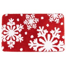 Snowflakes Bath Mat for Bathroom Fluffy Absorbent Microfiber
