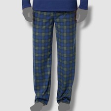  62 Club Room Men's Blue Plaid Pajama PJ Warm Fleece Pants Lounge Sleepwear M