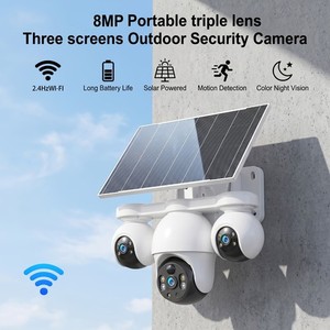 V380MAX WiFi caméra de sécurité solaire dispose d'un design mobile triple-lentilles