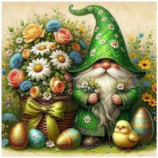 Easter Diamond Art Kits for Adults, 5D Easter Gnome Diamond Painting Kits 14x14