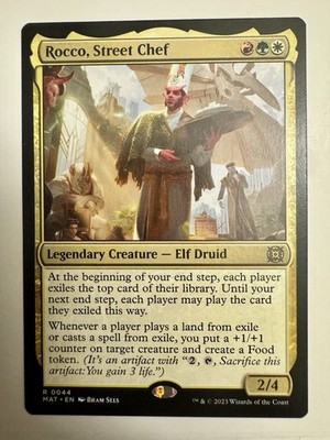 mtg chef cards Rocco, Street FOOD +1/1 COUNTERS Cabaretti Magic Custom Commander Deck Commander creatures you own have This creature enters the battlefield with an additional +1/+1 counter on it and Other creatures you control enter with an additional +1/+1 counter on them. Gyome, Master Chef Commander