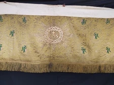 vintage church hanging panel metallic thread brocade vestment chasuble christian