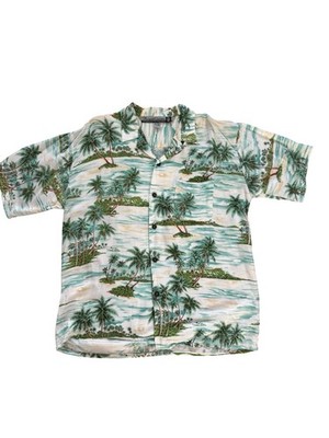 Pineapple Connection Hawaiian Shirt Mens Large Rayon Tropical Palm Tree Aloha