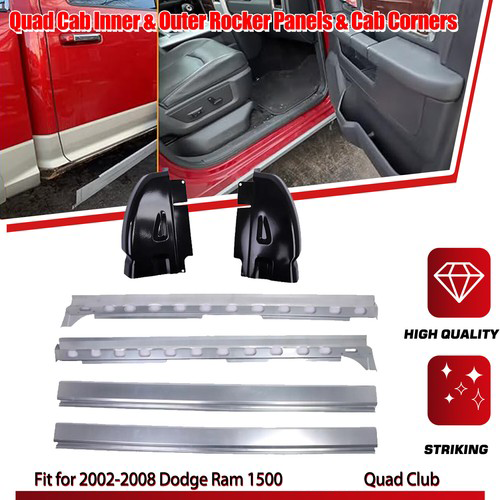 For 2002-2008 Dodge Ram Quad Cab Inner & Outer Rocker Panels & Cab