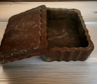 Red Marble MOP Stone Trinket Box Flower Shell Inlay Jewelry Box 4x3" Vintage MCM — photo 3