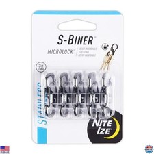 Nite Ize S-Biner MicroLock Stainless Steel Carabiner Clips - 5 Pack Key Holders