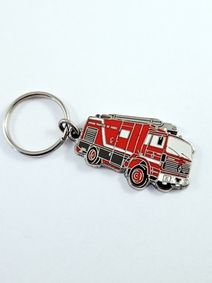 SCHLÜSSELANHÄNGER - LKW RENAULT - FEUERWEHR - Vintage Metall lackiert 80er Jahre -
