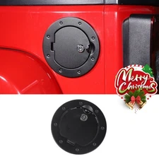 Black Fuel Tank Filler Gas Cap Door Cover W/key For Jeep Wrangler 07+JK Aluminum