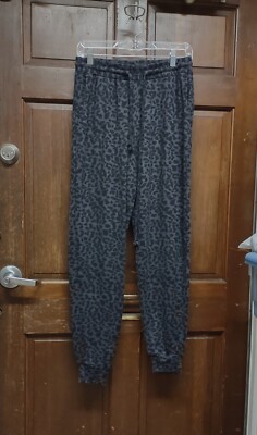 Cloud Chaser Women's Sweatpants Joggers Dark Gray Leopard Print Size L