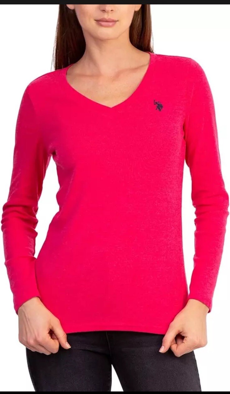 U.S. POLO ASSN. USPA Long Sleeve Rib V-Neck T-Shirt in Size XL-image