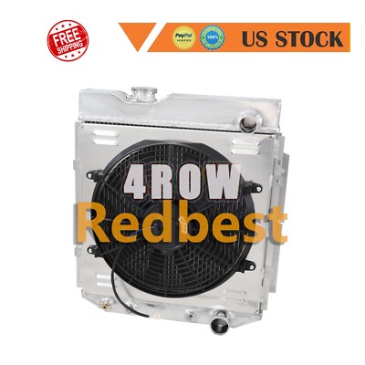 For 1964-66 Ford Mustang 60-65 Falcon Comet V8 AT/MT 4Row Radiator+Shroud+14''Fan