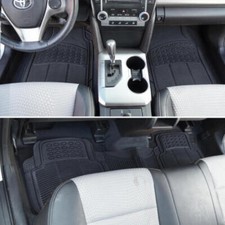 Car Rubber Floor Mats For All Weather Sedan Suv Truck 3 Pc Set Trimmable Black