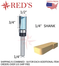 Tideway IND RC01130814 1/2" Dia X 3/4 L Pattern/Flush Trim 1/4" shank router bit