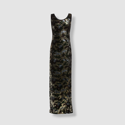 Chiara Boni La Petite Robe Lisotti Paillettes Scoop-Neck Column Gown, Camo, Women's, 6, Column Gowns