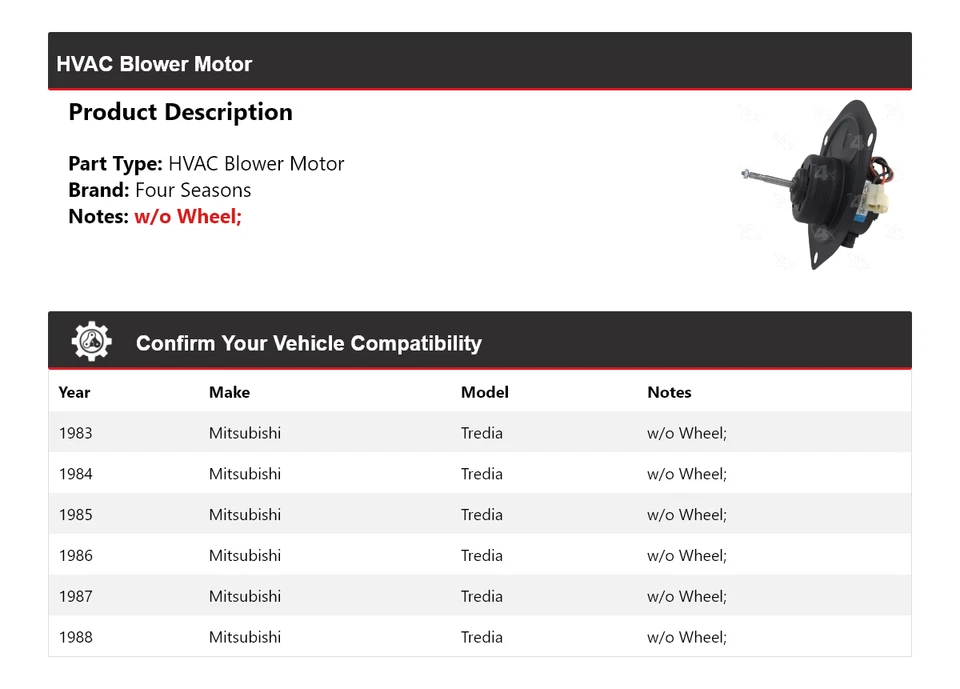 Motor soplador de climatización para Mitsubishi Tredia 1983-1988 4 estaciones 1984 1985 1986 1987 Foto 2 de 4