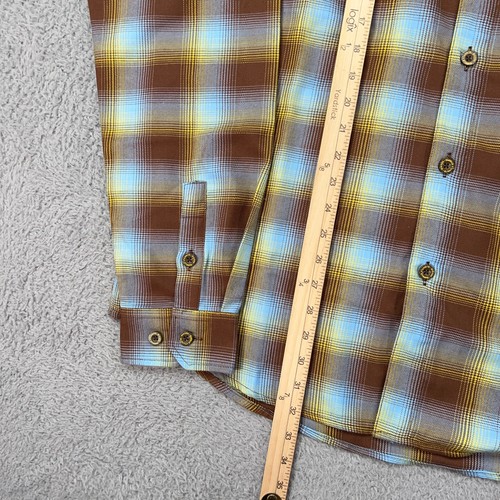 Dixxon Shirt Mens Large Tall Brown Blue Plaid Button Up Slightly Stoopid Flannel - Picture 6 of 11