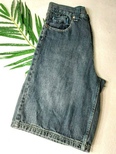 INDIGO Men Long Shorts Size 34 Blue Denim Jeans Pockets Embroidered Outdoors 34 - Picture 5 of 10