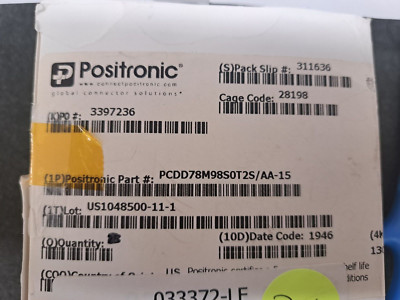 New, Positronic, PCDD78M98S0T2S/AA-15, D-SUB CONN MALE 78P PRESS FIT SS