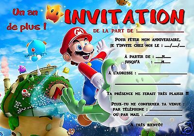 5 Or 12 Birthday Invitation Cards Mario Ref 294 Ebay