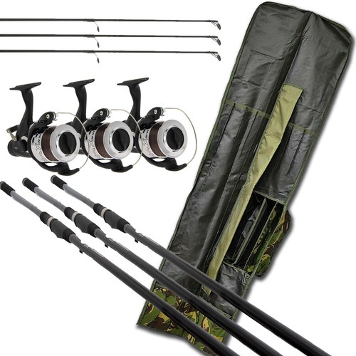 Carp Fishing Setup 3 x 12ft 2pc Rods and 2bb Reels With Line & 3+3 Camo Holdall eBay