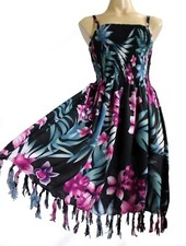 Floral Design Strappy summer/ beach dress elasticated freesize size 10-16 new