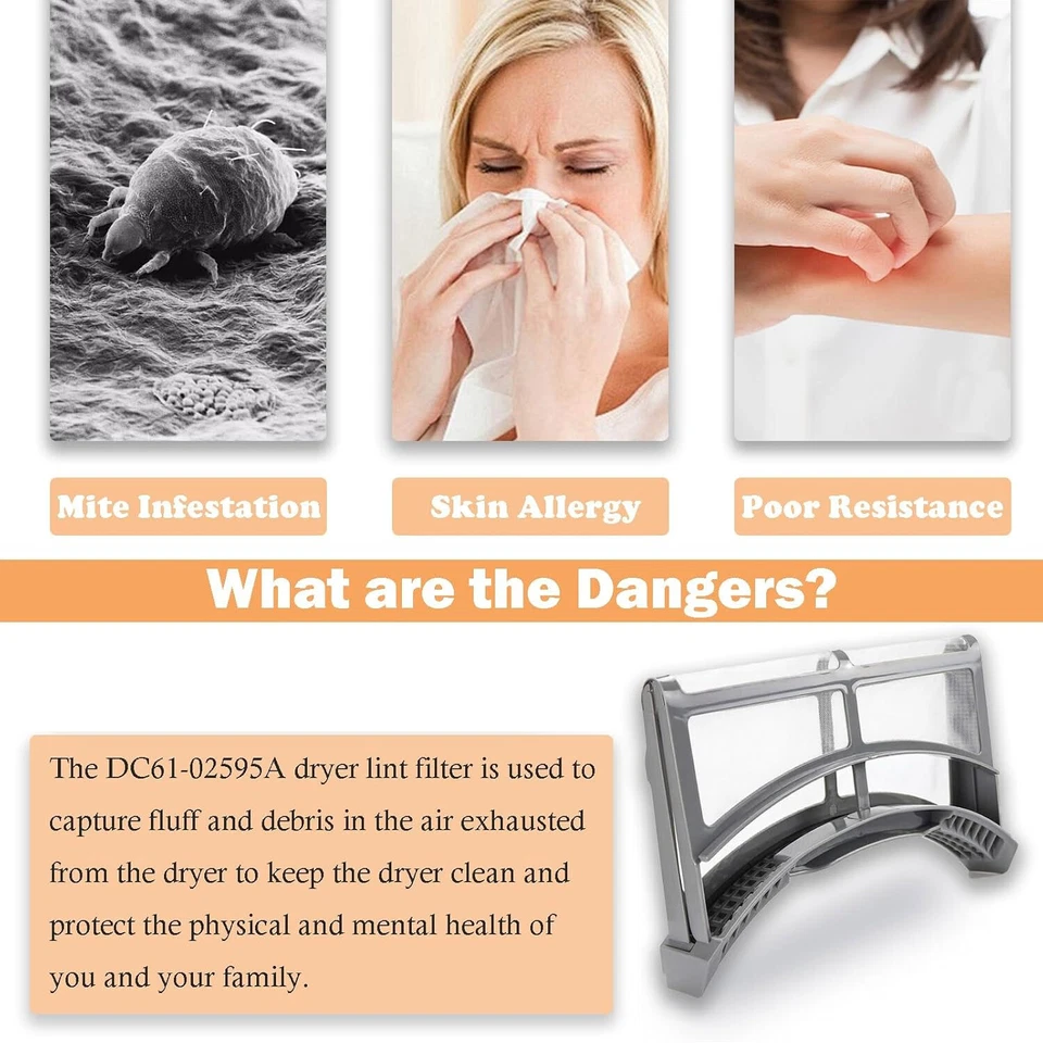 DC61-02595A Dryer Lint Trap Filter Screen For Samsung DV42H5000EW/A3 - Image 3 of 4