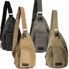 Mens Canvas Sling Bag Chest Pack Crossbody Shoulder Bag Sports Travel Backpack