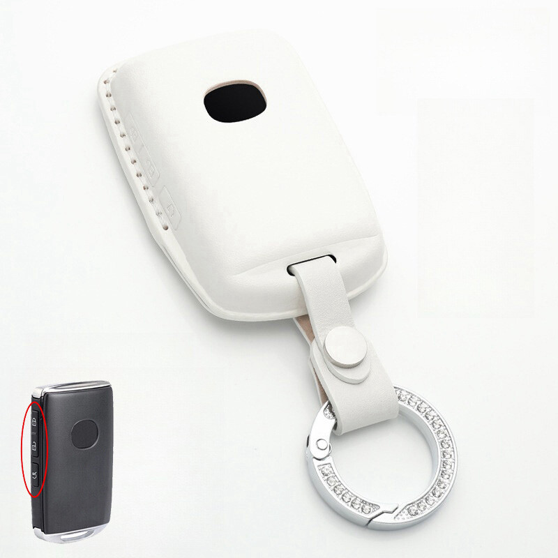 KUNIO Custodia Portachiavi In Alluminio E Pelle Per Mazda 3 CX-30 CX-5 CX-8 MX-5 2019-2022, Bianco, Con Fibbia Metallica, Segnale Forte