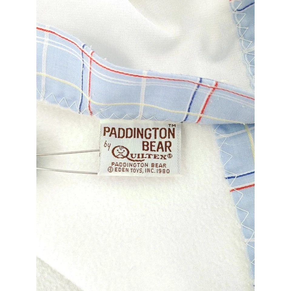 Manta bebé Paddington Bear 1980 blanca Quiltex Eden Union hecha en EE. UU. DE COLECCIÓN Foto 4 de 4